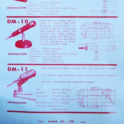 Vintage 1950's Aiwa DM-8 dynamic omni-directional Microphone Hi Z w accessories Calrad Olson Lafayette # 3 image 2