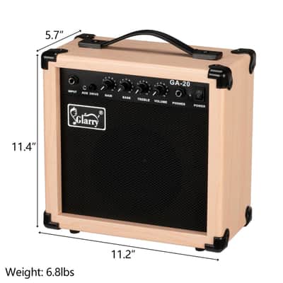 Glarry 20W GB-20 Electric Bass Guitar Amplifier Natural Color image 5