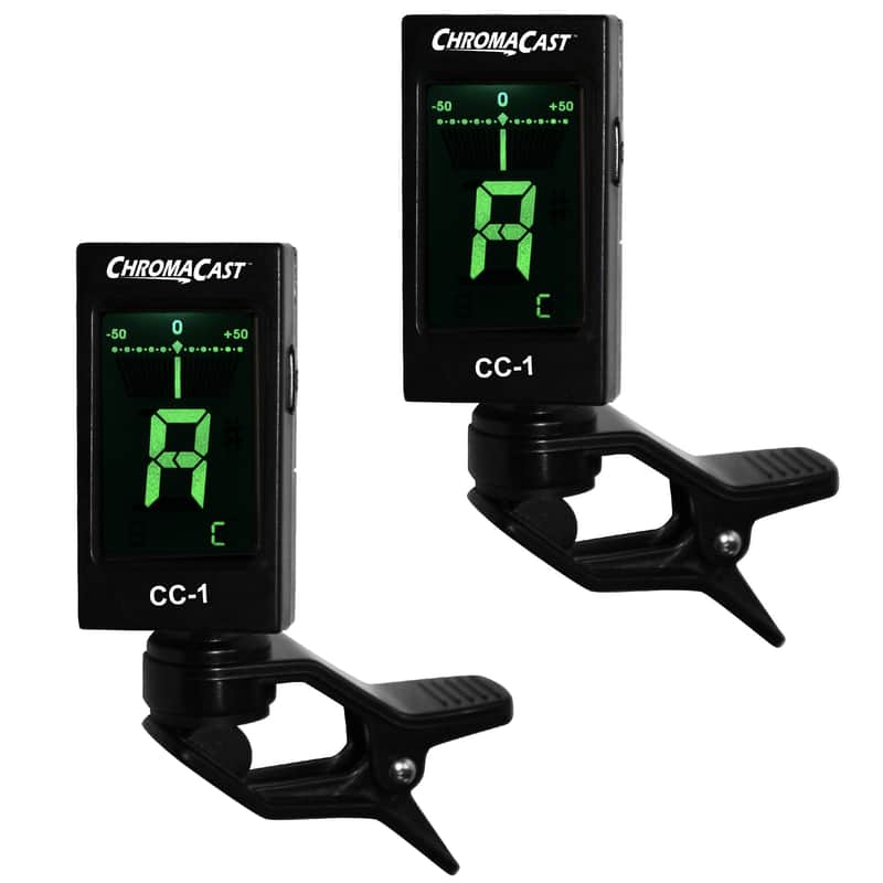 ChromaCast 2 Pack CC-1 Professional Clip-On Tuner for All Instruments (multi-key modes) - with Guitar, Ukulele, Violin, Bass & Chromatic Tuning Modes (also for Mandolin and Banjo) image 1