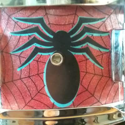 Mapex Assaulted Battery custom Spider-man themed graphics over a red sparkle finish. custom Spider-man multi layer image 8