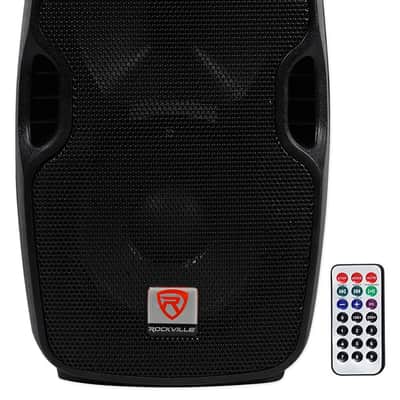 (2) Rockville BPA8 300 Watt 8" Powered Speakers+Mackie Mixer+Stands+Cables+Bag image 6