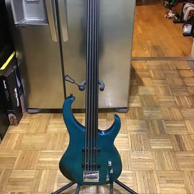 Modulus 5 String Fretless Neck-thru 1988 Teal image 4