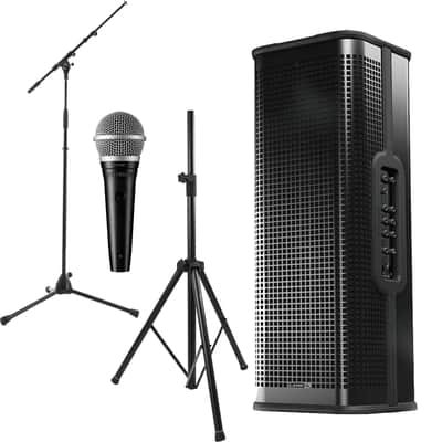 Line 6 StageSource L3t 1400W 3-way Smart Speaker System +Dynamic Vocal Microphone + Stand and Microphone Stand. image 1