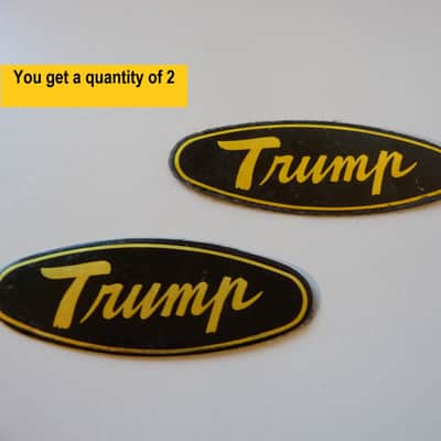 "Trump" Guitar Oval Headstock Badge/Emblem/Logo 1960's Japan Gold / Black VHTF N.O.S. image 1