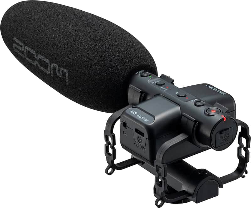 Zoom M3 MicTrak Stereo On-Camera Shotgun Microphone with 32-Bit Float, 90 degree, 120 degree, and MONO Mode, Shockmount, USB Microphone Compatible, and Battery Powered image 1