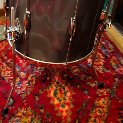 Gretsch 14"x16" FLOOR TOM w/Legs USA Custom Heritage Lugs - Black Satin Flame Nitron Wrap *EXCELLENT* 2024 image 16