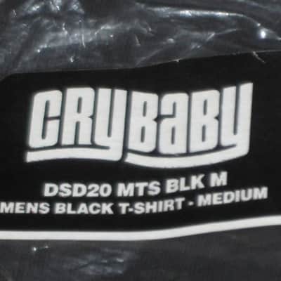new in package (old stock) A+ genuine Dunlop DSD20-MTS-M Men's Cry Baby T-Shirt, Medium, 100% Cotton, Black, Short Sleeve, CRY BABY Graphic is in White (from 2010s) UPC # 710137018723 image 19