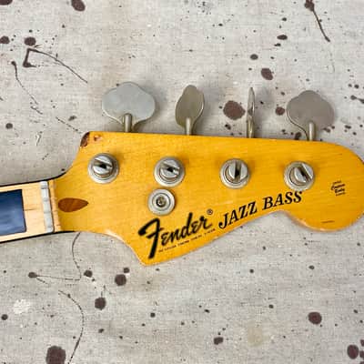 1970's Fender Jazz Bass Neck & Tuners Maple with Black Block Vintage ~1971-1974 image 2