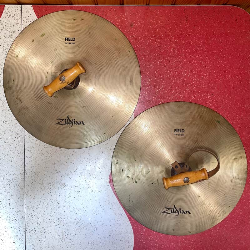 Pair of 14" A. Zildjan Field Marching Crash Cymbals - Set of 2 w/ Handles! image 1
