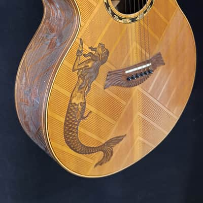 Blueberry LEFT HANDED Acoustic Guitar Grand Concert Mermaid Motif - NEW IN STOCK image 9