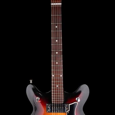 Vintage Wilson Semi-Hollow Electric Guitar Sunburst with Gig Bag image 8