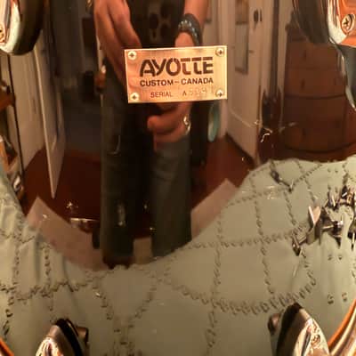 Ayotte Custom Piano black gloss wood hoop maple drum kit 22/12/14/16 image 22