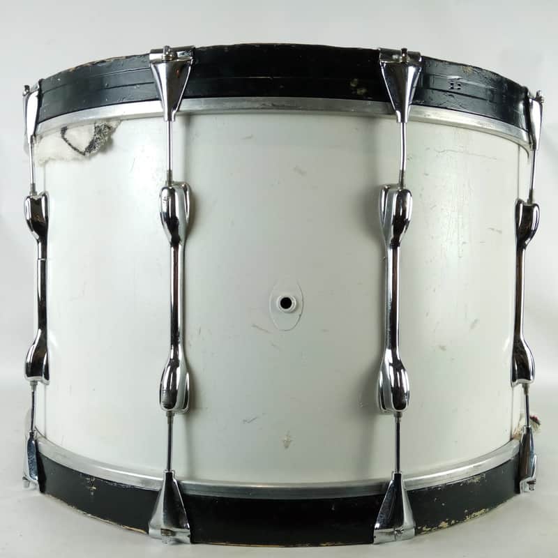 Slingerland 14x24" Bass Drum 5ply Vintage 70s White Paint COW Chrome over Wood image 1
