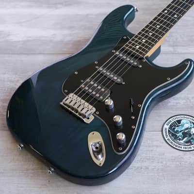 1989 Schecter Japan "East Series" HSS Stratocaster (Transparent Turquoise) image 1