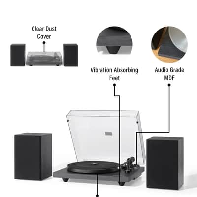 Crosley C62C-BK Belt-Drive 2-Speed Vinyl Bluetooth Turntable Record Player Black -NEW image 2