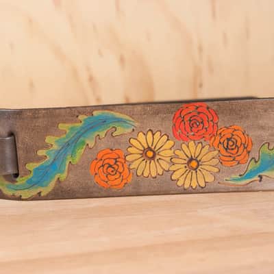 Leather Guitar Strap - Dancing Skeleton Guitar Strap by Moxie & Oliver image 4