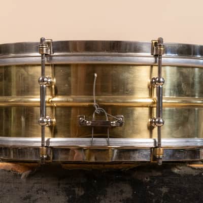 1930s Leedy 5x14 Polished Brass Reliance Snare Drum image 6