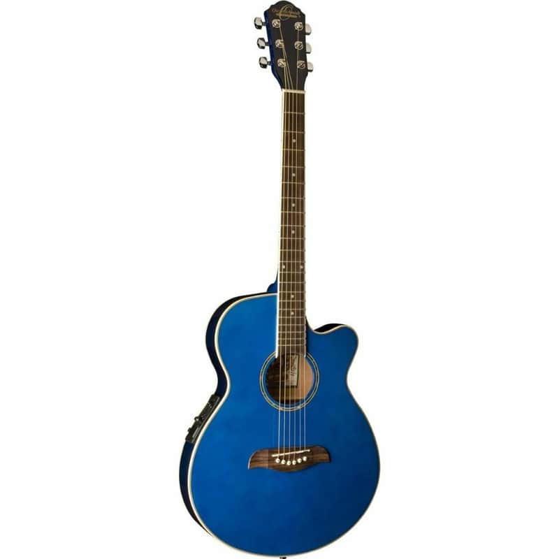 Oscar Schmidt OG8CETBL Folk Style Cutaway Acoustic-Electric Guitar - Trans Blue image 1