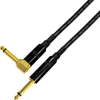 50 CM - Van Damme Pro Grade Classic XKE - Premium Ultra-Flexible Multi-Shielded Guitar Instrument Effects Patch Cable w/Eminence Straight & Angled Gold 6.35mm TS Plugs & Staggered Boots image 2