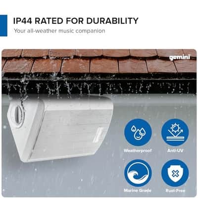 Gemini Sound GHSI Active/Passive Bluetooth Outdoor Speakers- Daisy Chain Capable, IP44, Wall Mount (Black, 100 Watts) image 6