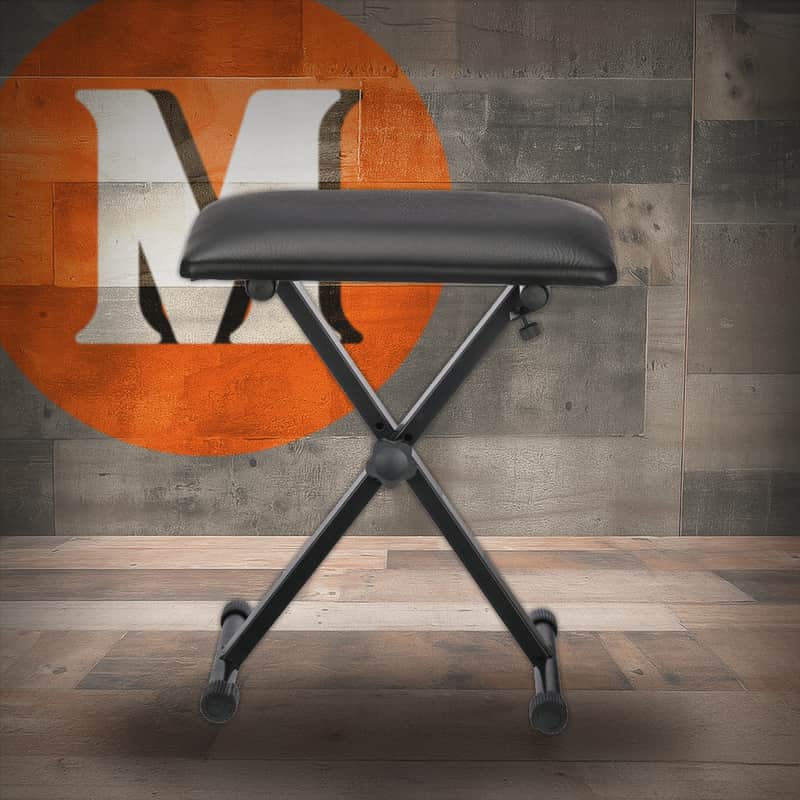 Stageline KB40 Keyboard Bench Adjustable X-Style Padded Seat - Black (KB40-U) image 1