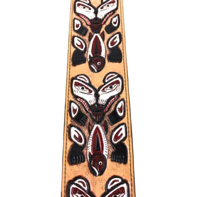 Walker & Williams LHR-23 Gloss Black Premium Leather w/North West Bear Totem Carving image 6