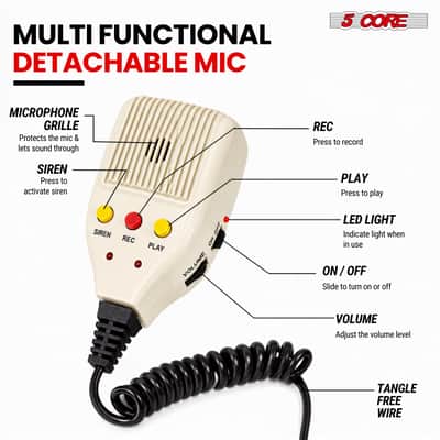 5 Core Megaphone Speaker 100W Loud Rechargeable Bullhorn w Built-in Siren image 6
