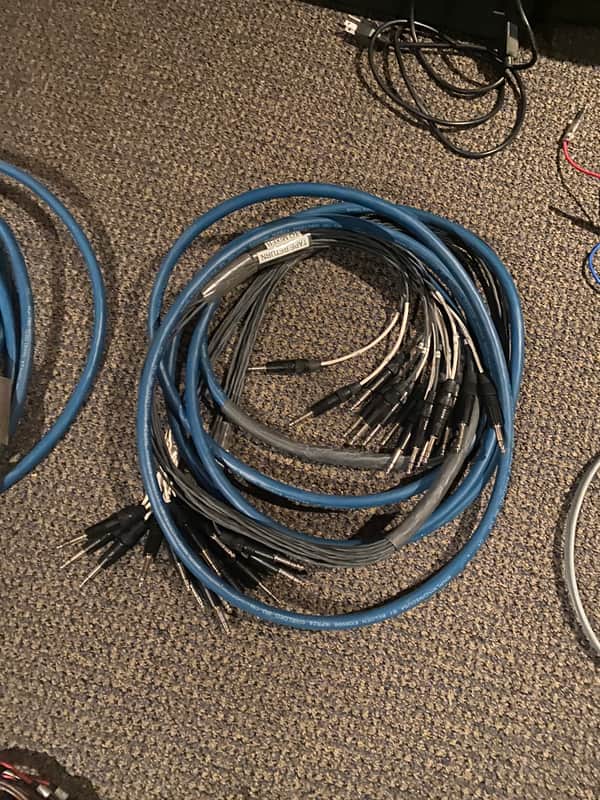 Whirlwind 16 channel trs to trs cable. 2010 - Blue cover. Black leads image 1