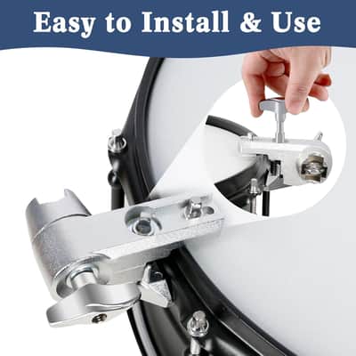 Snare Drum Hoop Clamp Multifunctional External Snare Drum Clamp Ajustable Drums Set Mountiing Clamps Drums Hoops Mounting Bracket for Cowbell, Jam Block, Tambourine, Splash Cymbal Silver image 3