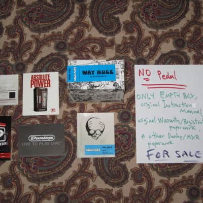 very lightly handled (mostly very clean) genuine Way Huge EMPTY BOX, original Instruction Manual & Warranty / Registration paperwork  for Way Huge Aqua-Puss Analog Delay MkII (WHE-701) (NO pedal) + orig small MXR/Dunlop catalog booklet & other pw (2010s) image 1
