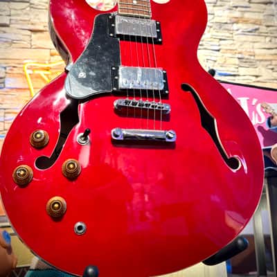 Vintage Guitar  VINTAGE LVSA500CR Red LEFT HANDED Zurda Thin Line SEMI ACOUSTIC GUITAR    Cherry Red image 20