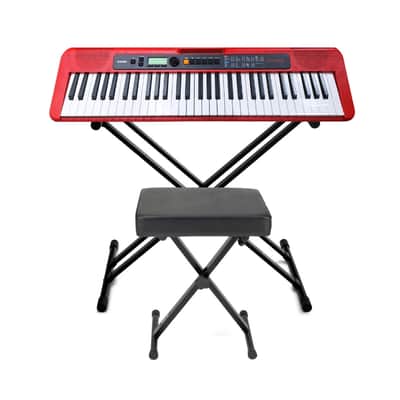 Casio Casiotone CT-S200 61-Key Portable Keyboard (Red) with Stand and Bench image 1