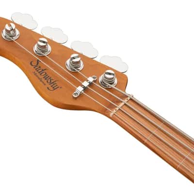 Sadowsky MetroExpress 21-Fret Vintage J/J Bass, Morado Fingerboard, Fretless With Lines, Lefthand, 4-String - Solid Black High Polish image 7