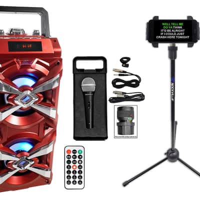 NYC Acoustics Bluetooth Karaoke Machine System w/LED's+Microphone+Remote+Stand image 1