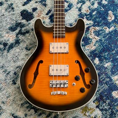Warwick WRB1594 68PP FMTMFR RockBass Star Bass 4-String Semi-Hollow Electric Bass, Flamed Maple Vintage Sunburst Transparent High Polish RBK569823-25 image 3