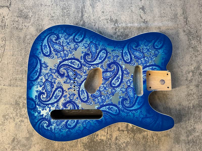 BMC Guitar Body 60's Style Tele® Telecaster® Standard Route Double Bound Blue Paisley image 1