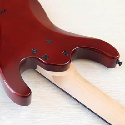 Custom Left Handed 7 String Electric Guitar, Burl Wood Top Body, Maple Neck image 5