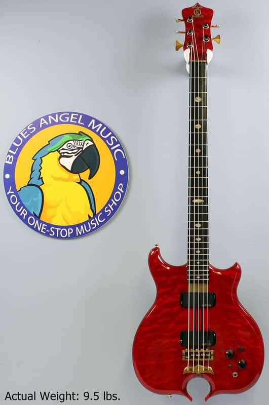 Vintage 1991 Alembic Omega Series Spoiler 5-String Bass, Red, Fat Boy Pickups, Please Message for Shipping Quote image 1