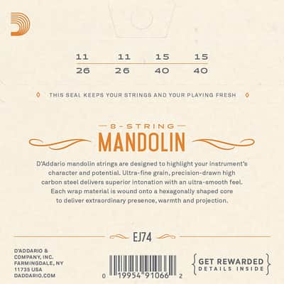 D'Addario EJ74 Mandolin Strings, Phosphor Bronze, Medium, 11-40 image 2