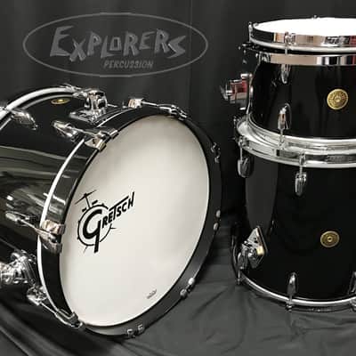 Gretsch USA Custom Round Badge 3 Piece Maple/Gum Shell Pack in Piano Black - 18,12,14 image 9
