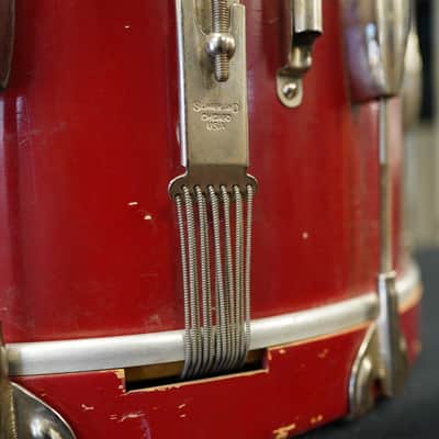 Slingerland RadioKing 1950's - Fire Engine Red Lqr. 10x14'' Maple /Mahogany Shell Vintage Snare image 5