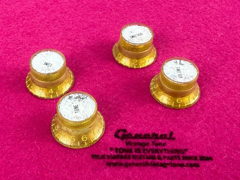General Vintage Tone Master of edad CAB Reflector heads knobs  Gold/Silver Set Cellulose acetate Real oxidation . image 1