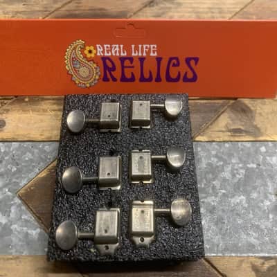 Real Life Relics Kluson Aged Nickel Double Line Tuning Machines Oval Metal Buttons KD-6B-NMDR