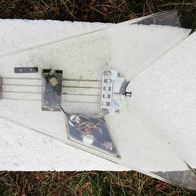 Renaissance Plexiglass Flying V Bass Guitar,  Late 1970's, Clear See Thru Body, Rare image 8