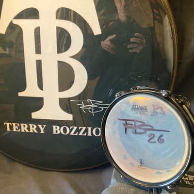 Terry Bozzio's DW - 2.5x8" Collector's Series All-Maple Piccolo Tom 2000's - Transparent Dark Walnut Satin Oil "Bb" Autographed image 9