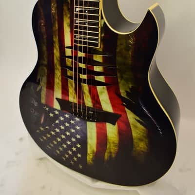 Dean Dave Mustaine Mako Glory Acoustic Electric Guitar, USA Flag Graphic image 3