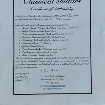 Tim Harris Double Top 2012 Classical Guitar Cedar / Redwood + Crossrock PolyCarbon case image 5