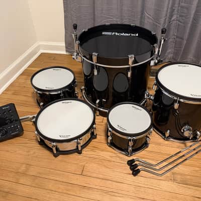 Roland VAD507 Acoustic Design Series Electronic V-Drum Kit 2025 - Black (incl. noise eater hi-hat & double kick hardware, throne, mat, riser, extra low-volume cymbals, and more) image 22