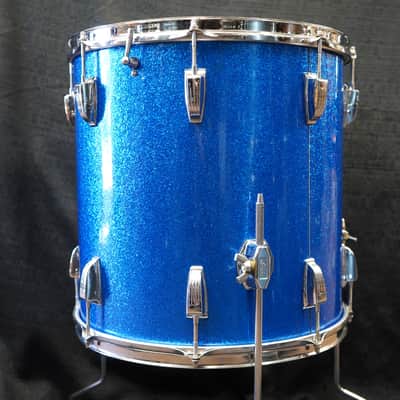 Vintage 1967 - Ludwig USA 16x16" Maple Floor Tom w/ Legs - Blue Sparkle Wrap image 7