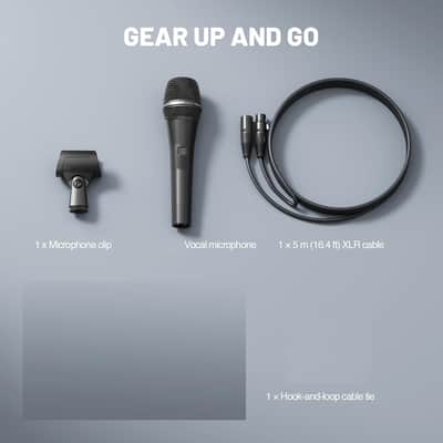 Vocal Microphone, Supercardioid Dynamic Mic with 16.4 ft XLR Cable, Mic Clip, Storage Bag, Wired Handheld Microphone for Singing, Stage, Studio, Karaoke image 3